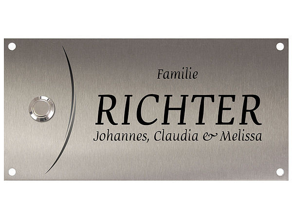 Klingelschild aus Edelstahl 200 x 100 mm Classic