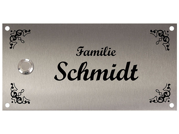 Klingel aus Edelstahl 200 x 100 mm Ornamente