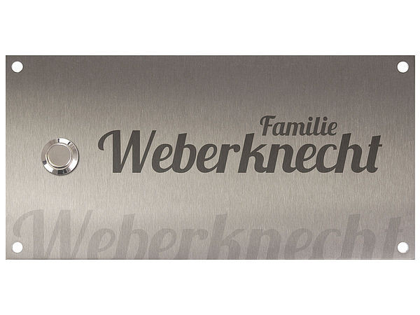 Klingelplatte aus Edelstahl 200 x 100 mm Wasserzeichen