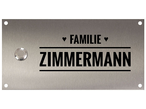 Trklingel aus Edelstahl 200 x 100 mm Love
