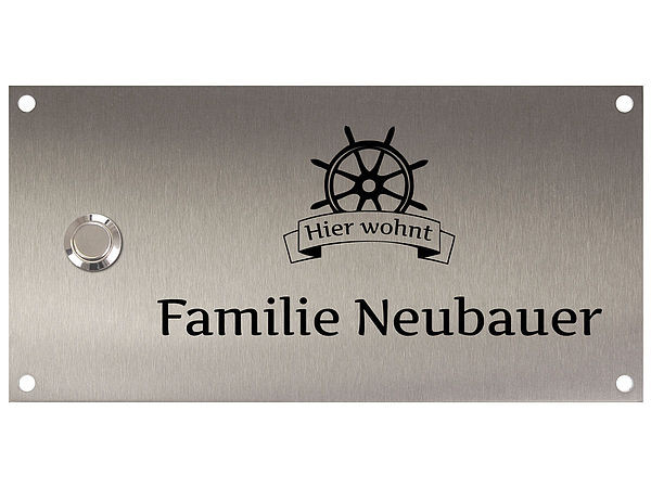 Trschild mit Klingel aus Edelstahl 200 x 100 mm Maritim