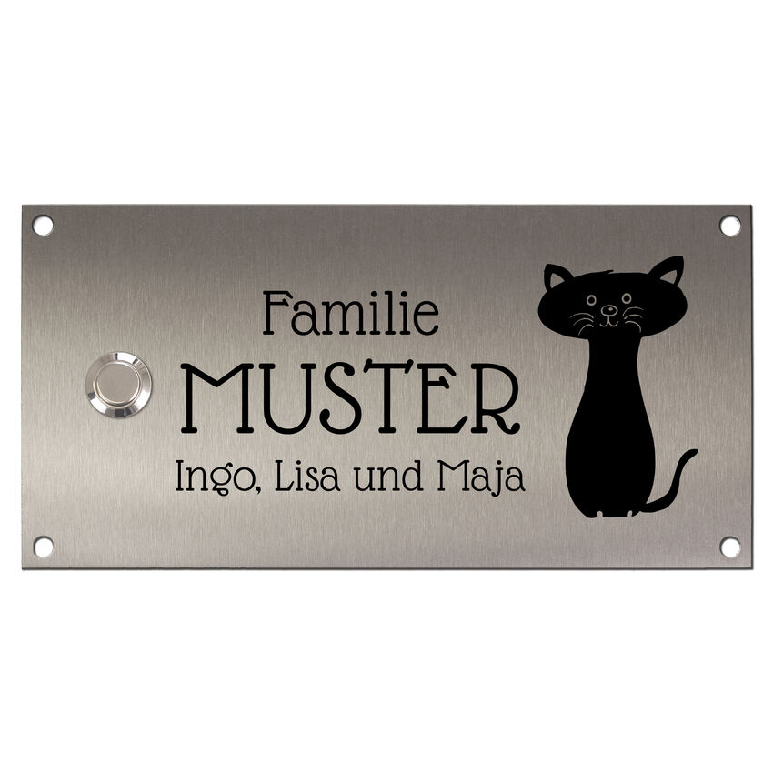 Klingelplatte aus Edelstahl 200 x 100 mm mit Motivauswahl