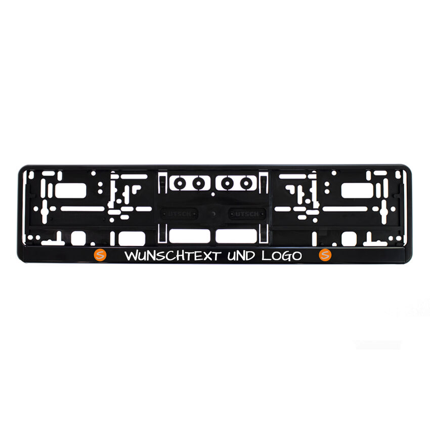 Kennzeichenhalter mit Logo und Text - schwarz - Gre 52 cm - 1 Stck