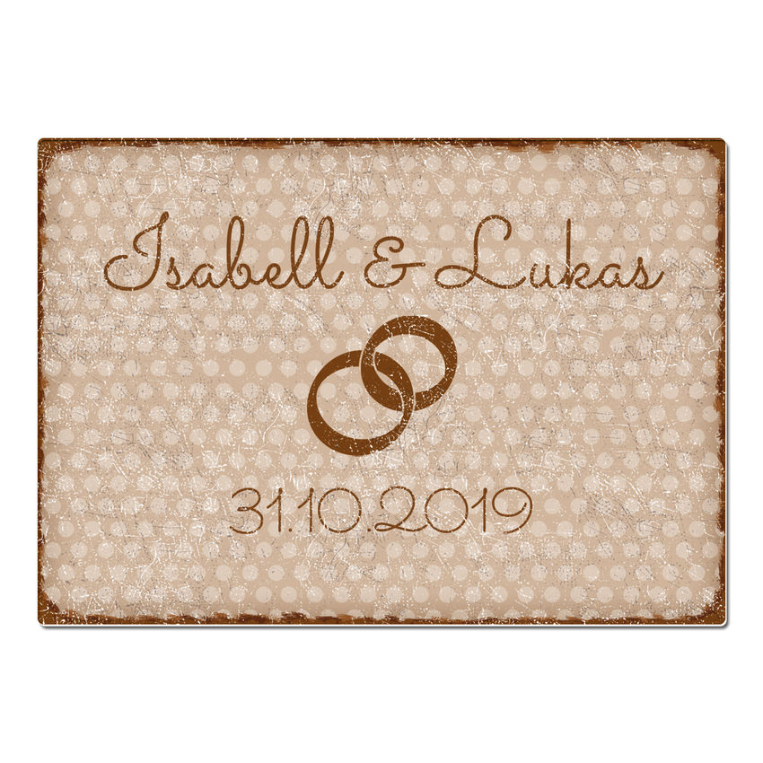 Trschild Pnktchen mit Wunschtext A4 vintage cappuccino large