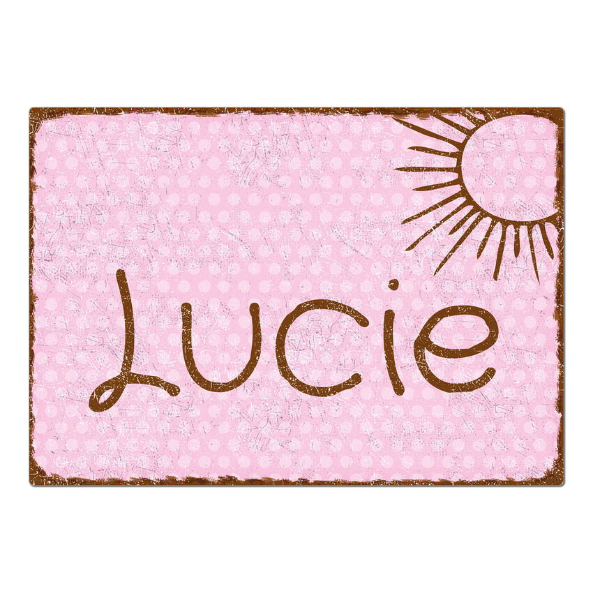 Trschild Pnktchen mit Wunschtext A4 vintage rosa large