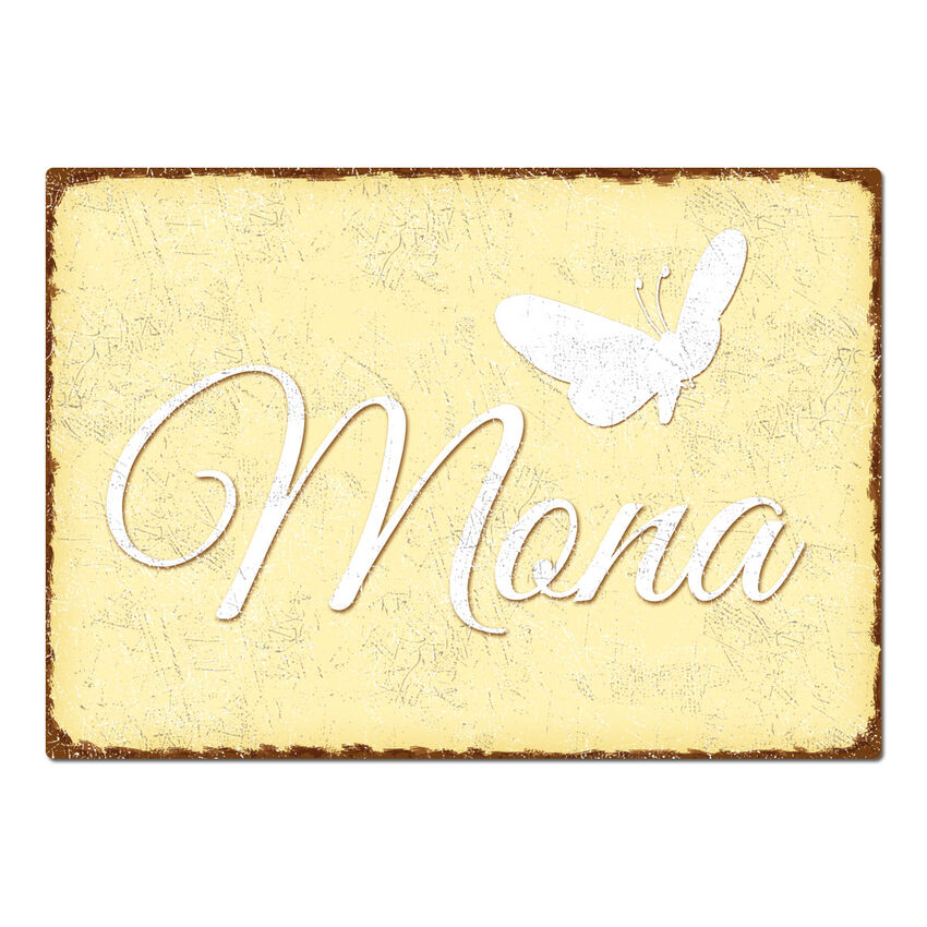 Dekoschild im Vintage Look mit Wunschtext A4 gelb large