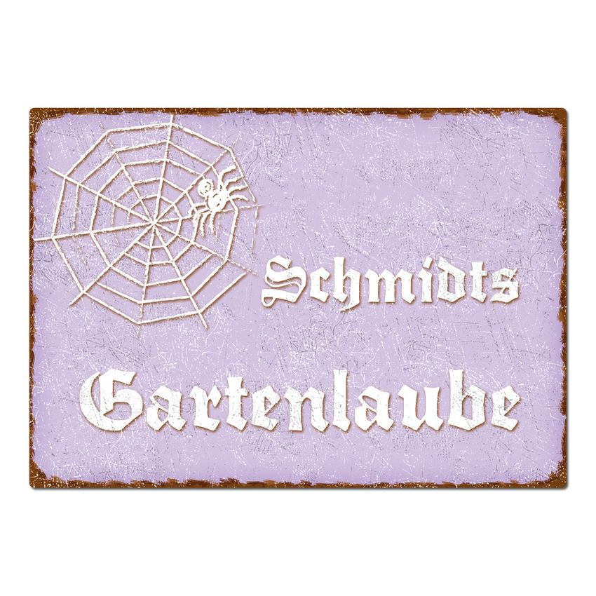 Dekoschild im Vintage Look mit Wunschtext A4 violett large