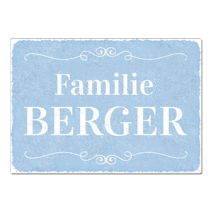 Vintage Schild mit Wunschtext A4 hellblau large