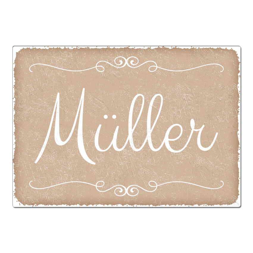 Vintage Schild mit Wunschtext A4 cappuccino large