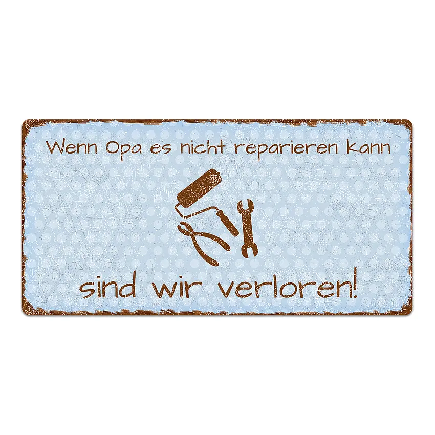 Vintage Türschild Pünktchen mit Wunschtext hellblau 30 x 15 cm