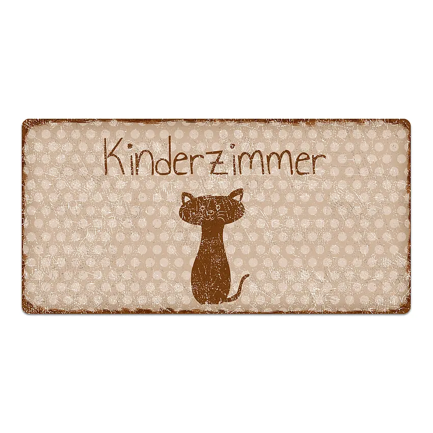 Vintage Türschild Pünktchen mit Wunschtext cappuccino 30 x 15 cm
