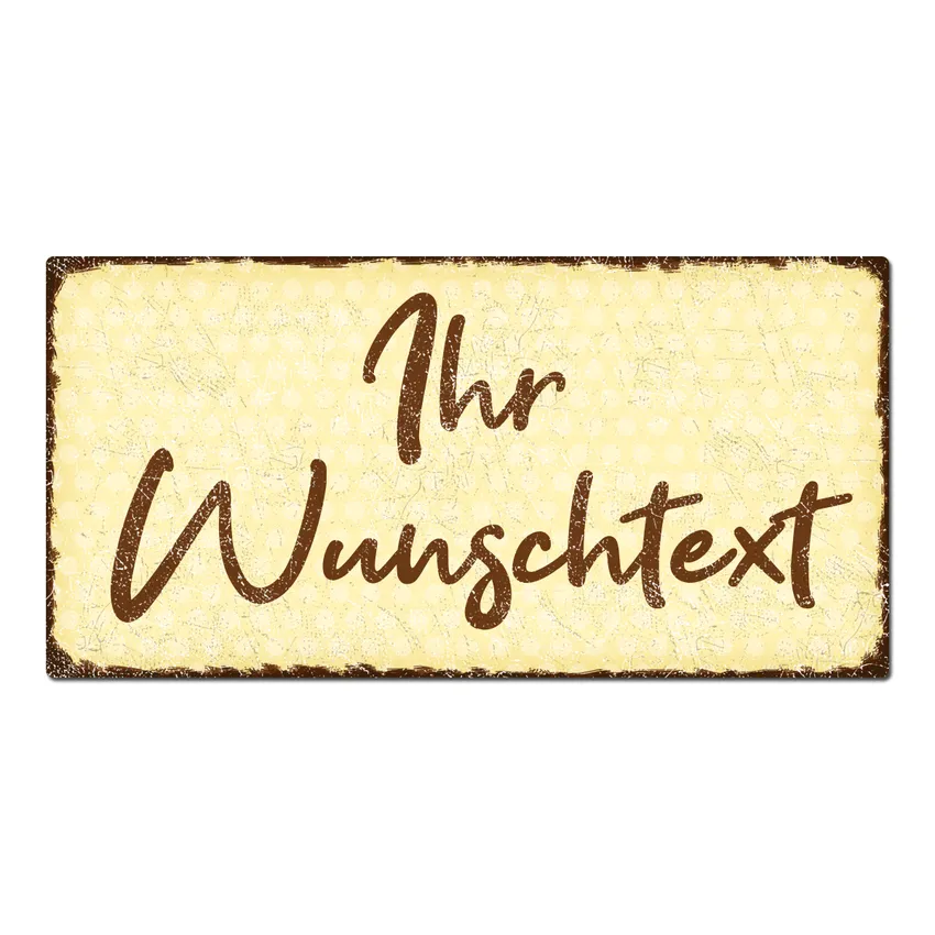Vintage Türschild Pünktchen mit Wunschtext gelb 30 x 15 cm