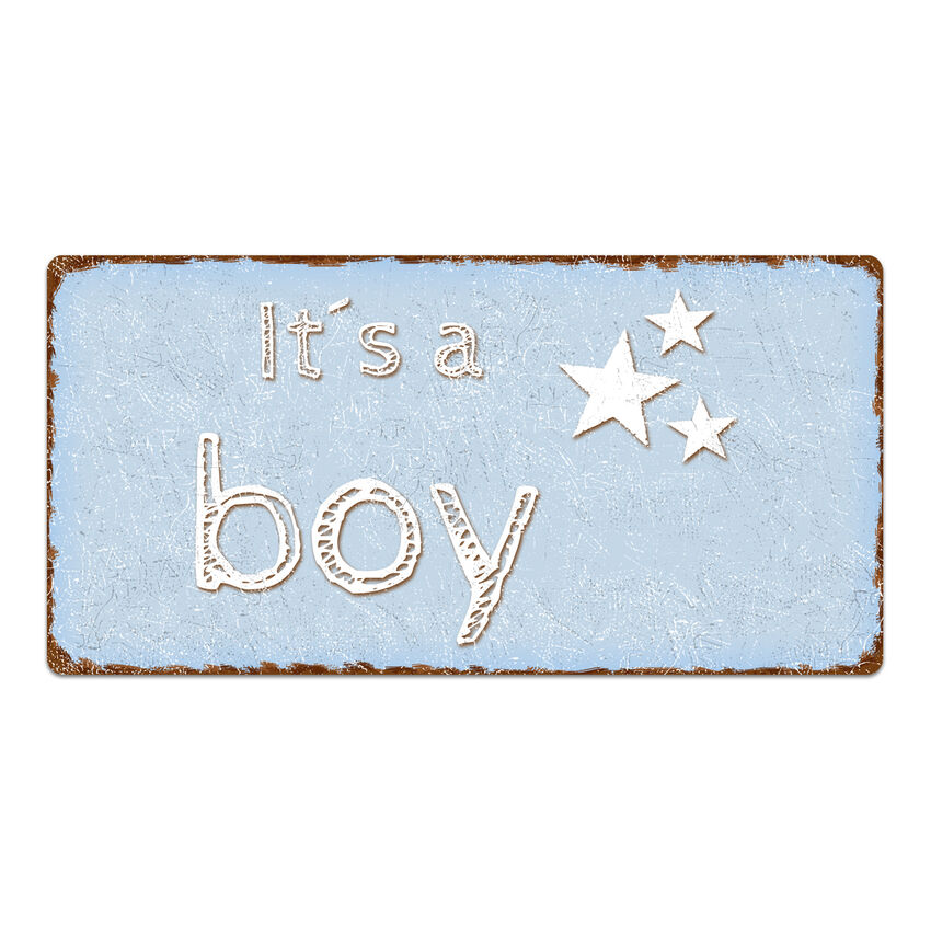 Dekoschild im Vintagestyle mit Wunschtext 300 x 150 mm hellblau medium