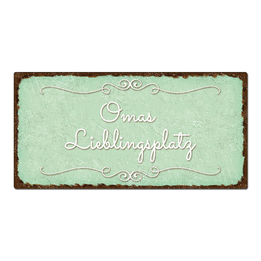 Dekoschild im Vintagestyle mit Wunschtext mint 300 x 150 mm medium