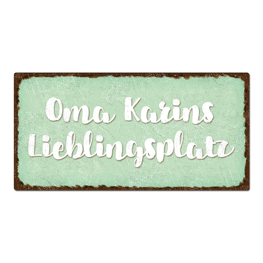 Dekoschild im Vintagestyle mit Wunschtext mint 30 x 15 cm