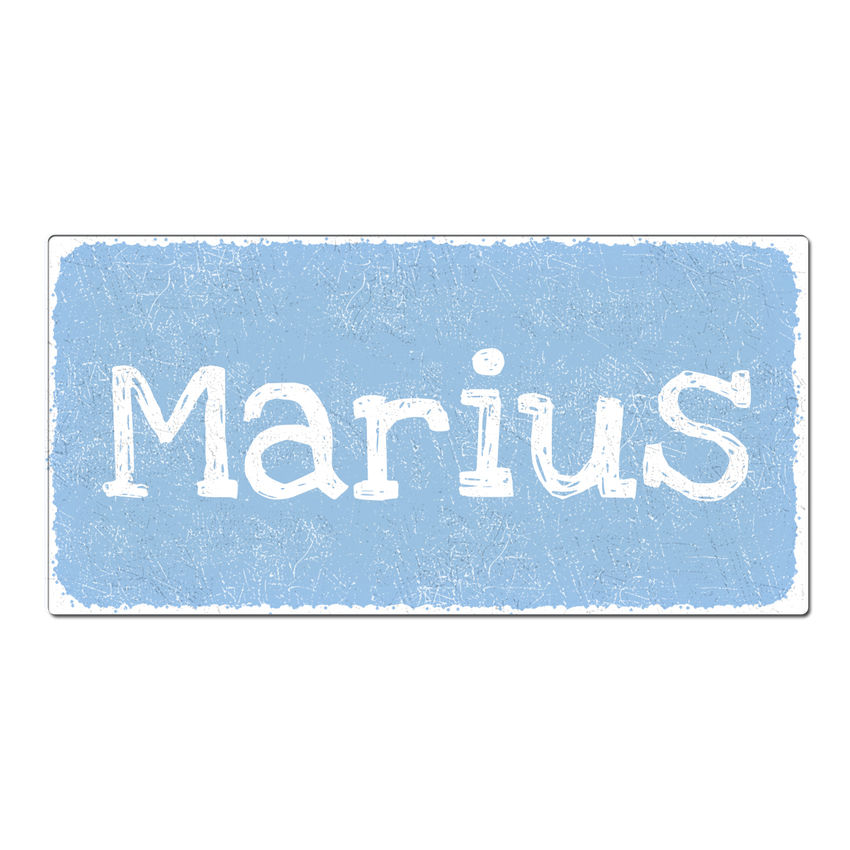 Vintage Schild mit Wunschtext 300 x 150 mm hellblau medium