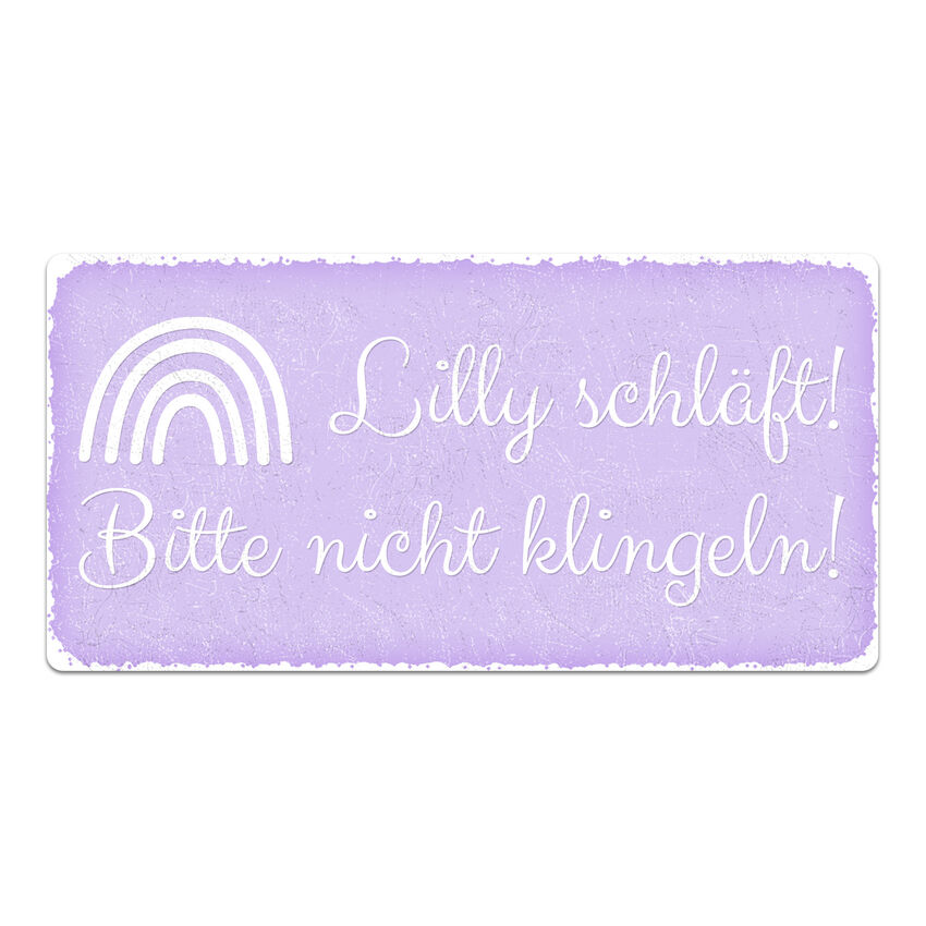Vintage Schild mit Wunschtext 300 x 150 mm violett medium