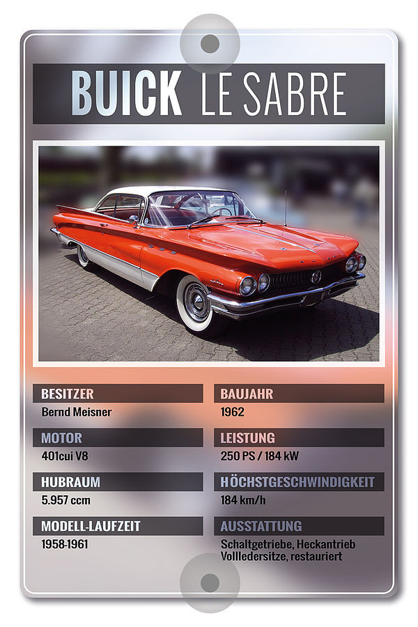 Prsentationsschild fr Oldtimer 200 x 300 mm modern