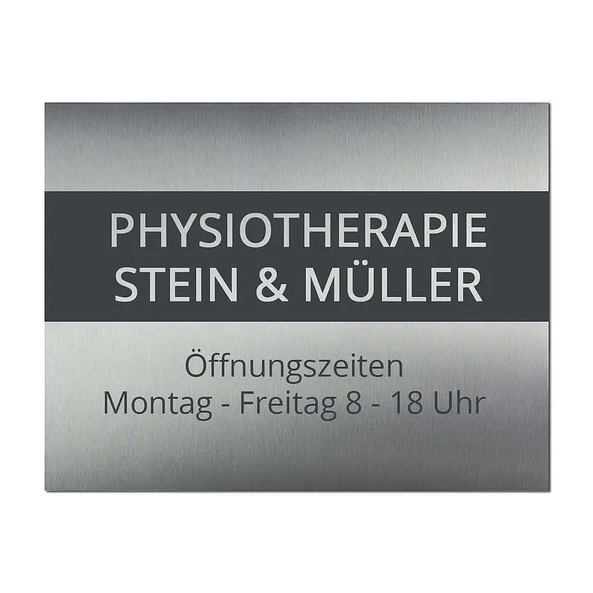 Edelstahlschild mit farbiger Wunschbeschriftung