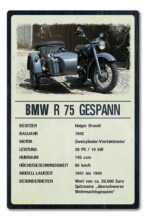 Ausstellungsschild für Motorrad Oldtimer 200 x 300 mm light vintage