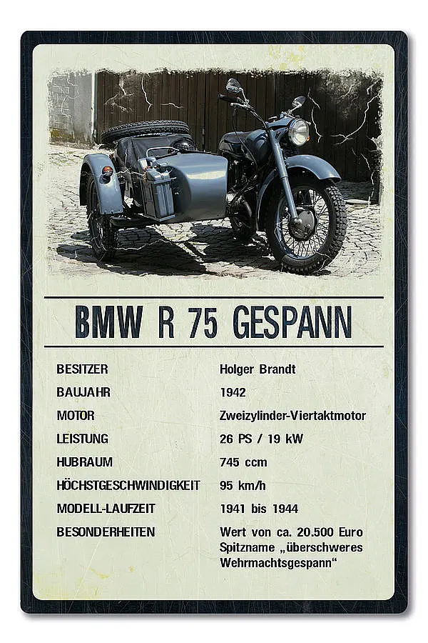 Proverdi GmbH Ausstellungsschild für Motorrad Oldtimer 200 x 300 mm light vintage