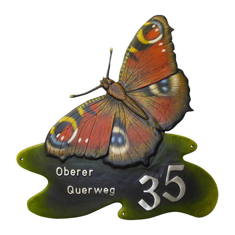 Hausnummer Schmetterling aus Kunstguss 65 x 65 cm