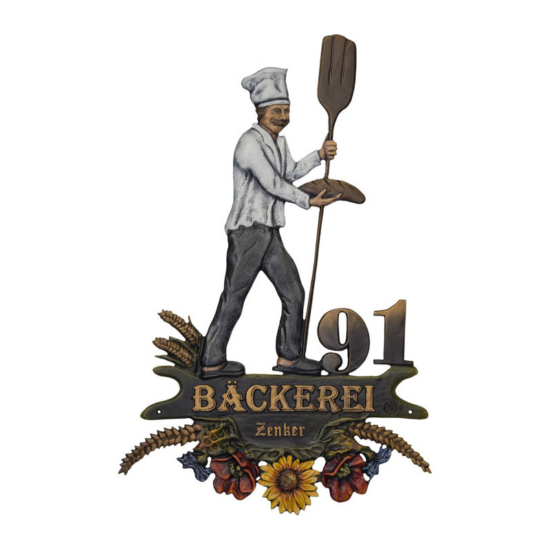 Hausnummer Bcker aus Kunstguss 60 x 95 cm