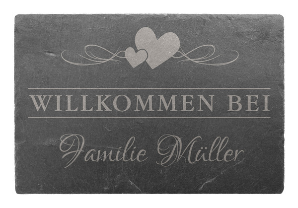 Trschild aus Schiefer 30 x 20 cm - Design Love