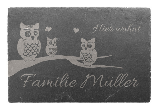 Trschild aus Schiefer 30 x 20 cm - Design Eule