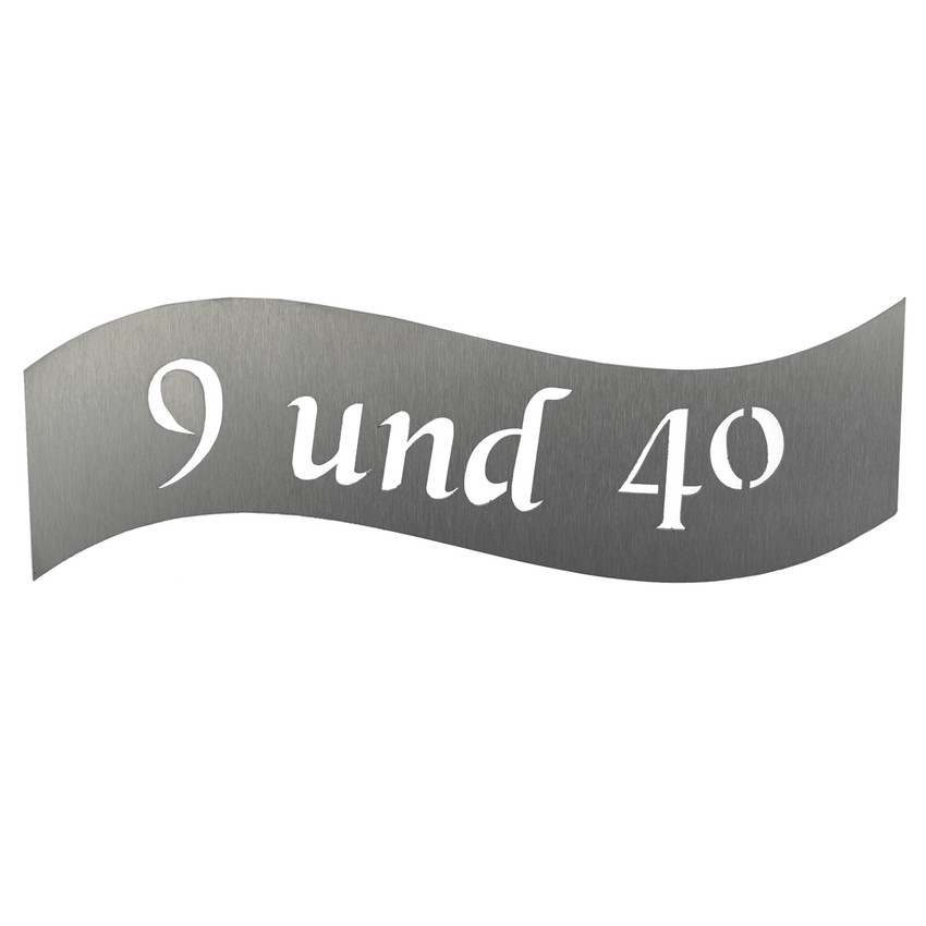 Hausnummer aus Edelstahl Motiv Welle