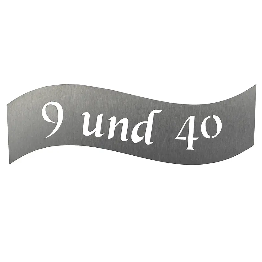 Hausnummer aus Edelstahl Motiv Welle