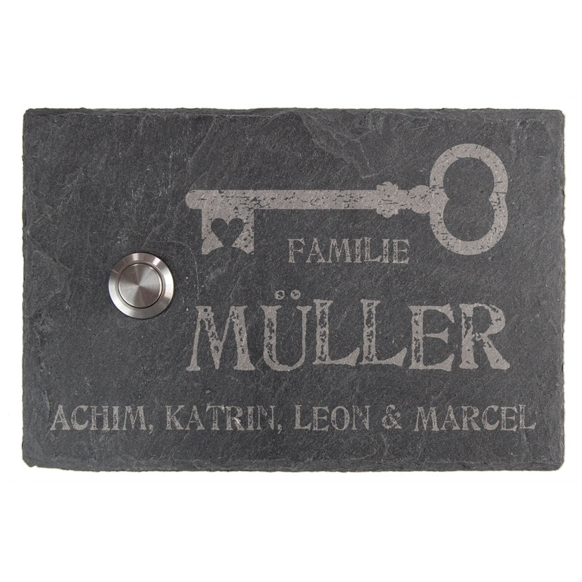 Klingel aus Schiefer 15 x 10 cm - Design Key