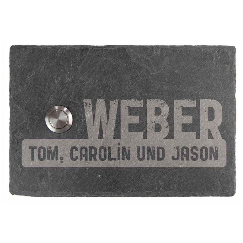 Klingel aus Schiefer 15 x 10 cm - Design Crushed