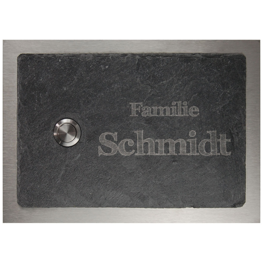 Klingel aus Schiefer und Edelstahl 17 x 12 cm - Design Drawn Letter