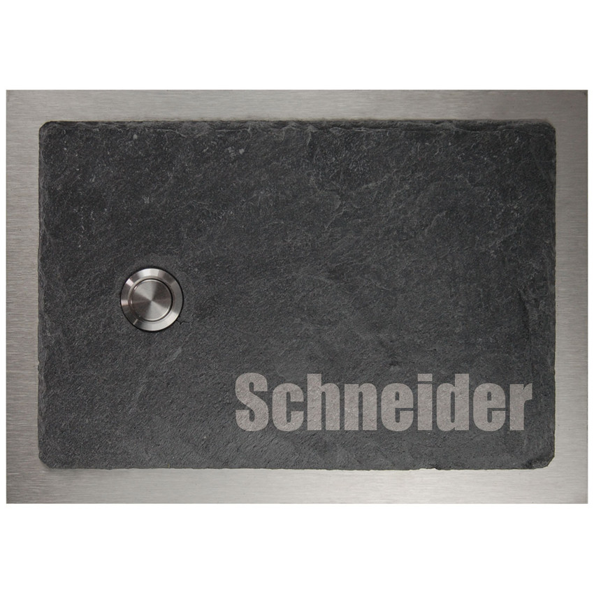 Klingel aus Schiefer und Edelstahl 17 x 12 cm - Design Minimal