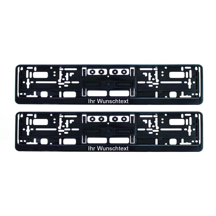 Kennzeichenhalter mit Wunschtext - schwarz - Gre 52 cm - 2 Stck