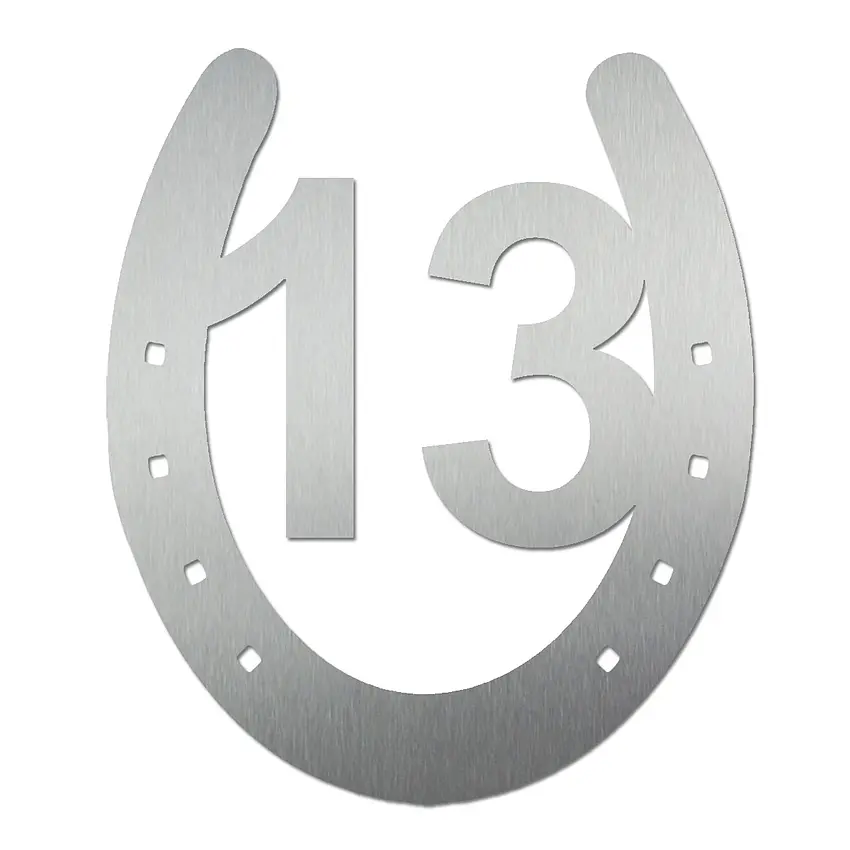 Edelstahlhausnummer Hufeisen 18 cm
