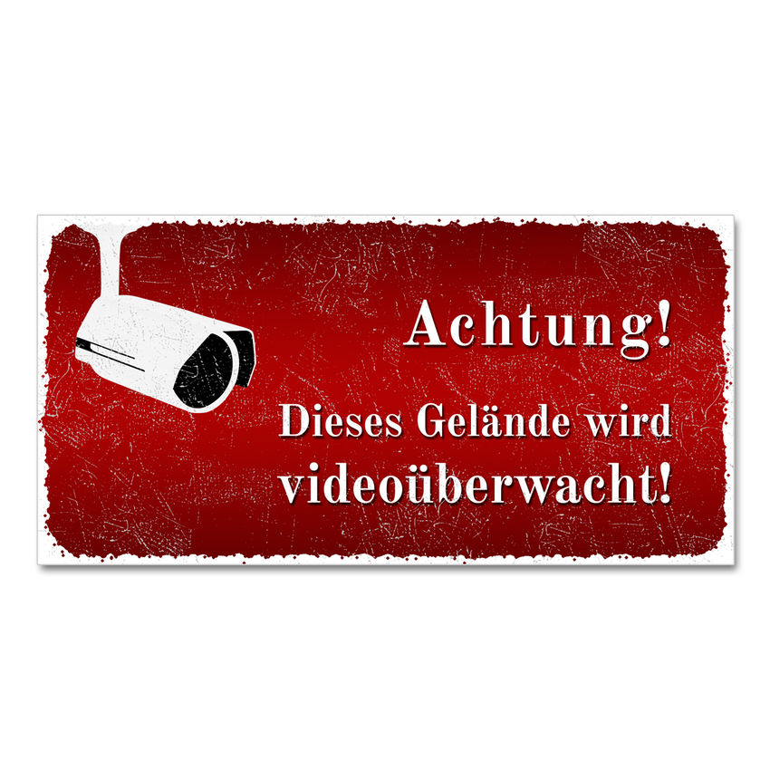 Vintage-Schild Videoberwachung