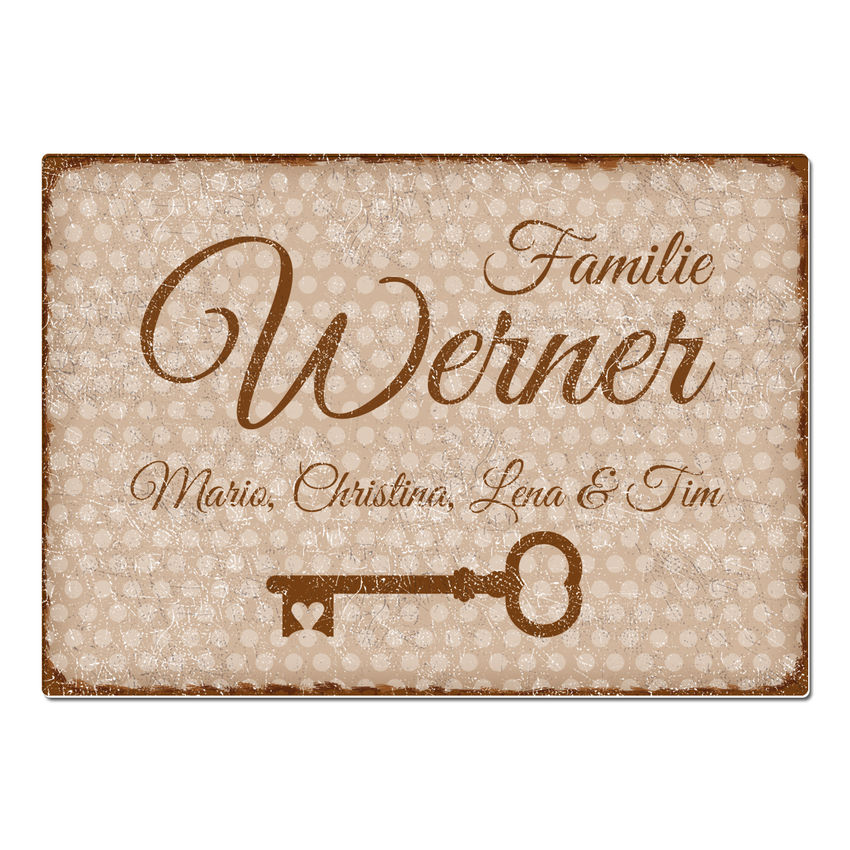 Pnktchen Vintageschild mit Wunschtext A3 cappuccino extra large