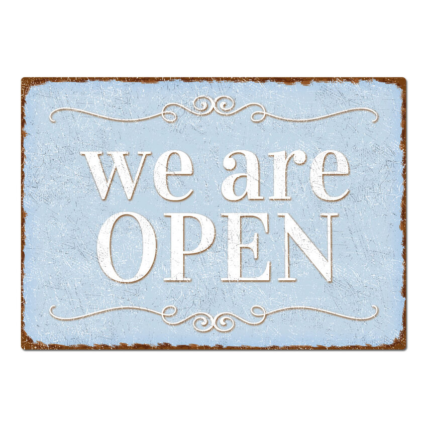 Dekoschild Vintage mit Wunschtext A3 hellblau extra large