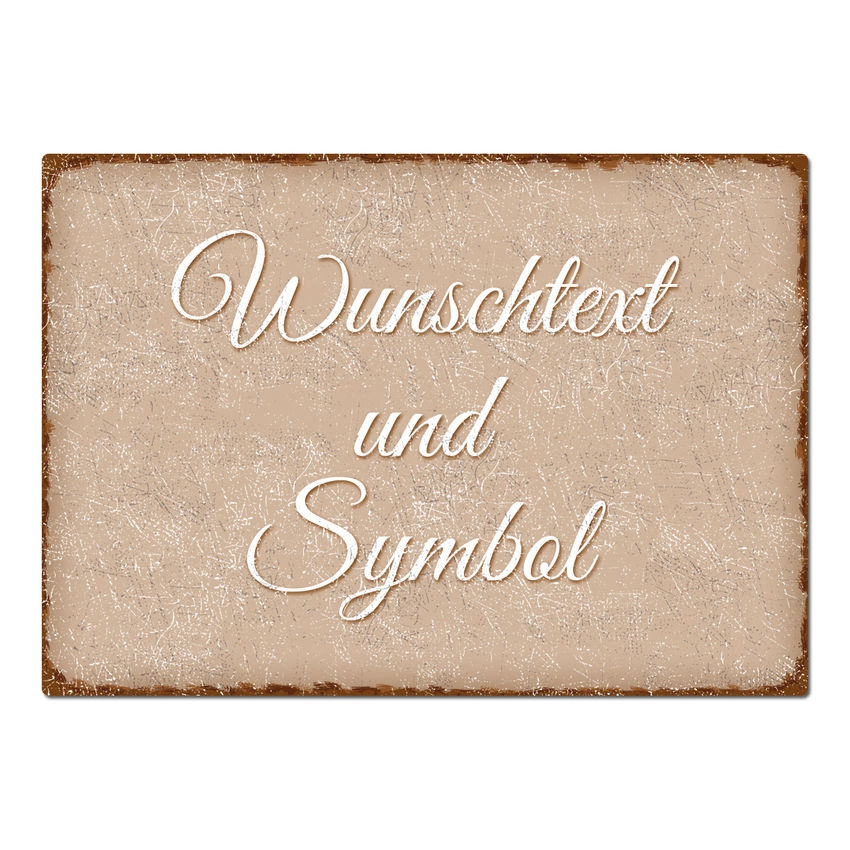 Dekoschild Vintage mit Wunschtext A3 cappuccino extra large