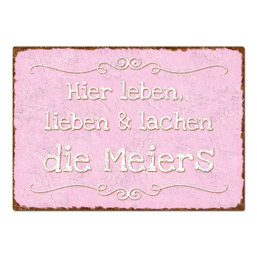 Shabbyschild mit Wunschtext A3 rosa extra large