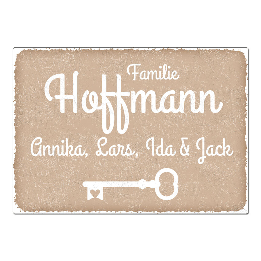 Schild Vintage mit Wunschtext A3 cappuccino extra large