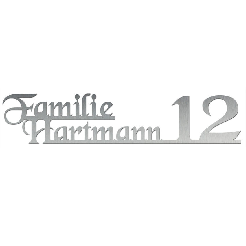 Edelstahlhausnummer - Design Family - bis 11 Buchstaben
