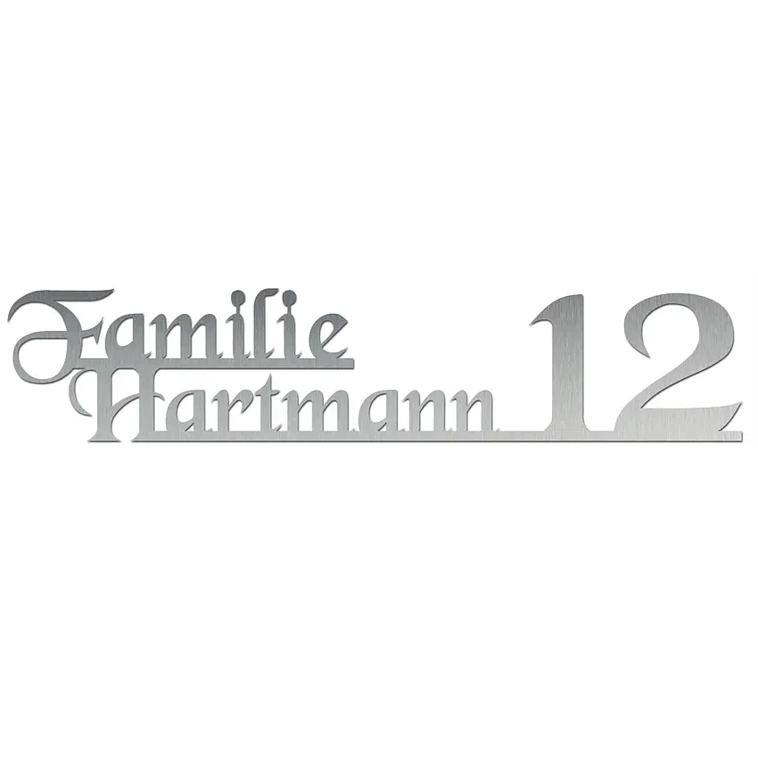 Edelstahlhausnummer - Design Family - bis 11 Buchstaben