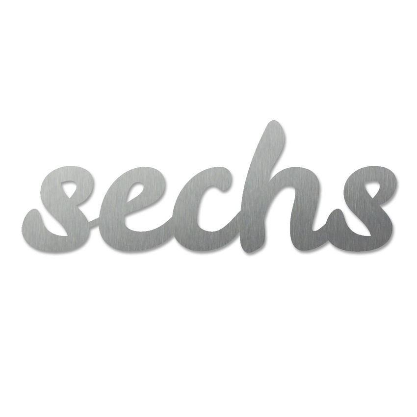Edelstahl-Hausnummer als Zahlwort - Leckerli - Hhe 100 mm - bis 5 Buchstaben