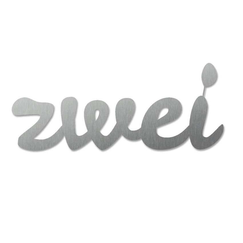 Edelstahl-Hausnummer als Zahlwort - Leckerli - Hhe 150 mm - bis 5 Buchstaben