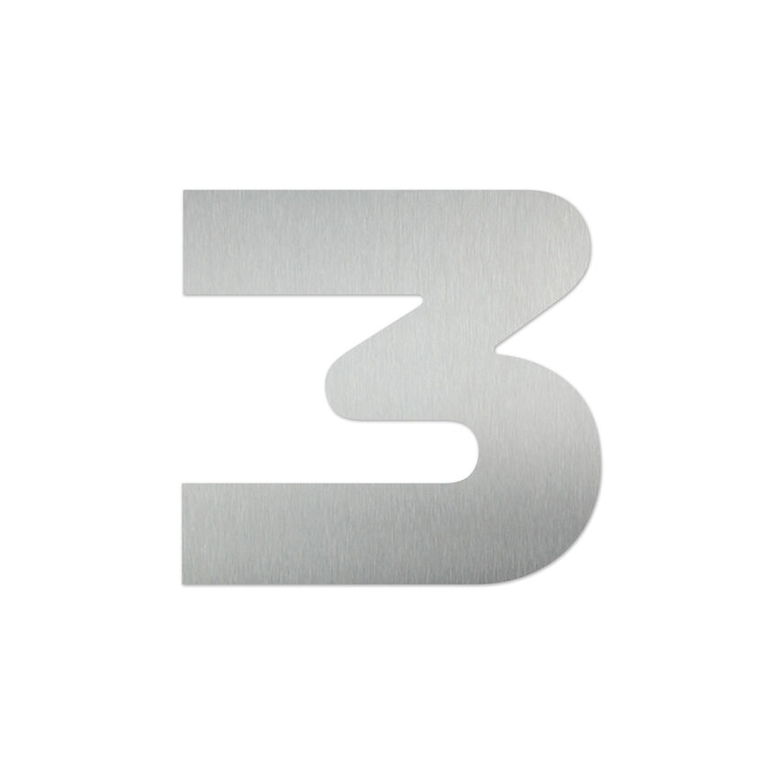 Hausnummer 3 aus Edelstahl - Design Space