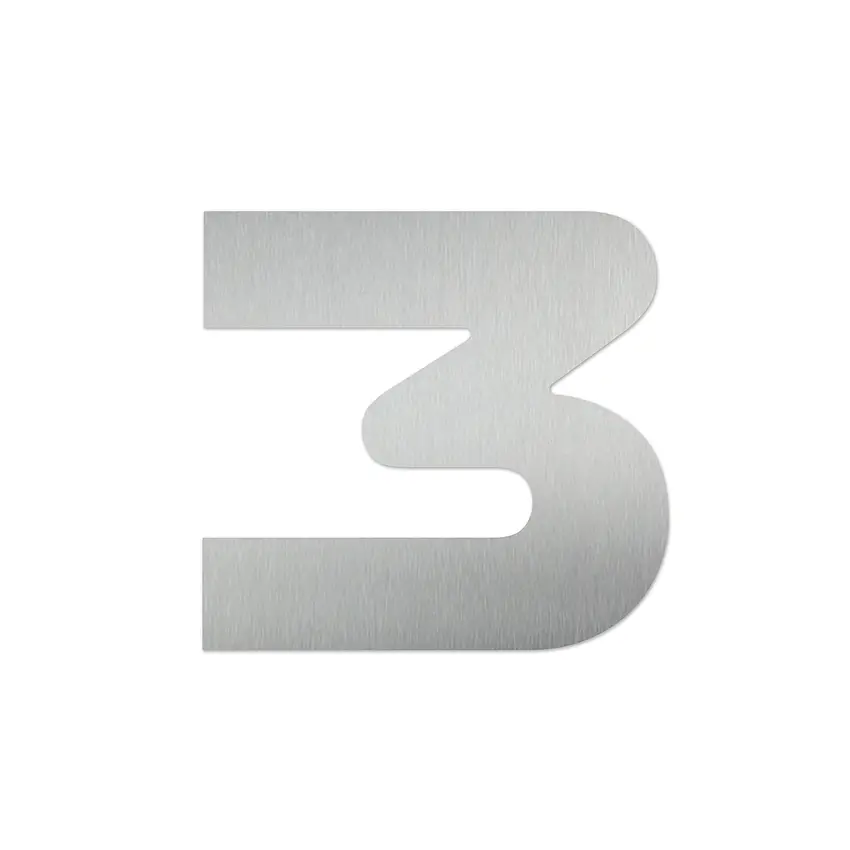Hausnummer 3 aus Edelstahl - Design Space