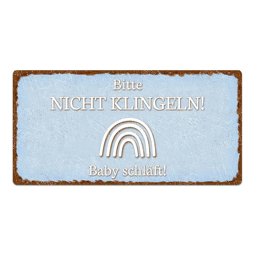 Schild "Bitte nicht klingeln" blau
